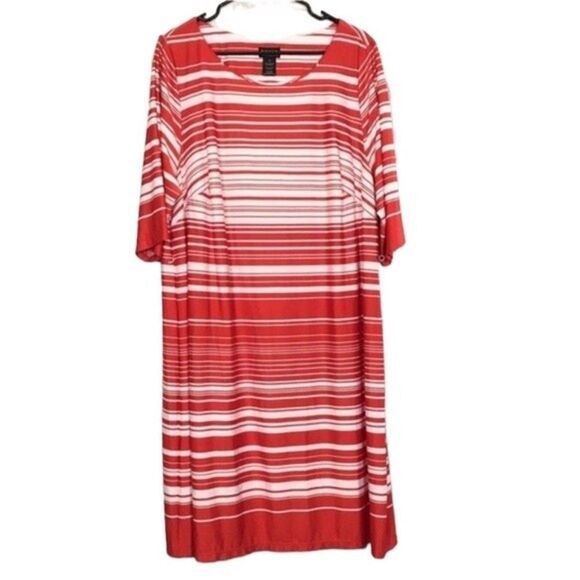 SOHO APPAREL RED WHITE STRIPE SHIFT DRESS 2X - Picture 1 of 6